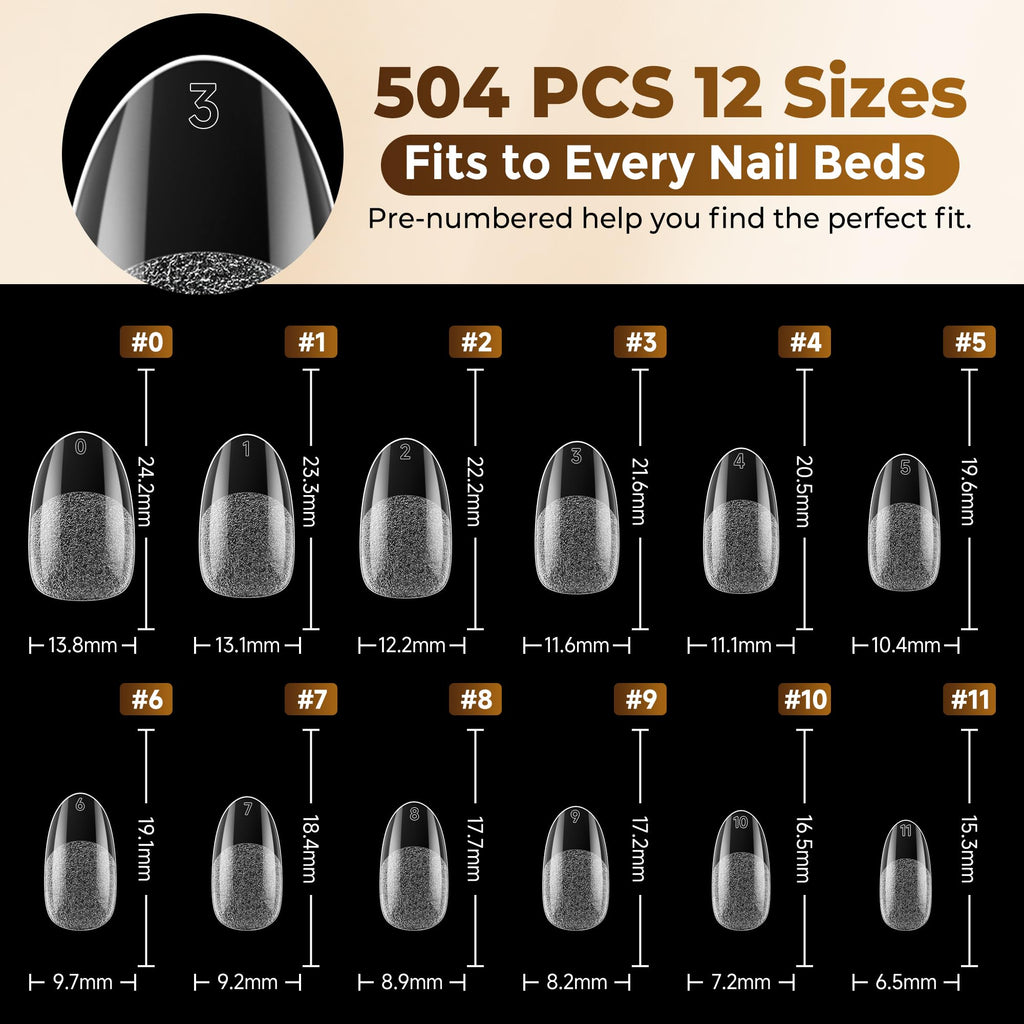 UNA GELLA Short Almond Nail Tips 504PCS Short Fake Nails Soft Press Ons Jansha Store