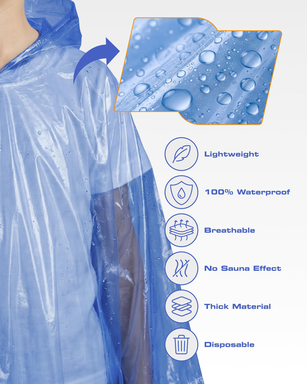 Hagon PRO Disposable Rain Ponchos for Adults, Hooded Poncho, Family 5 Pack Jansha Store