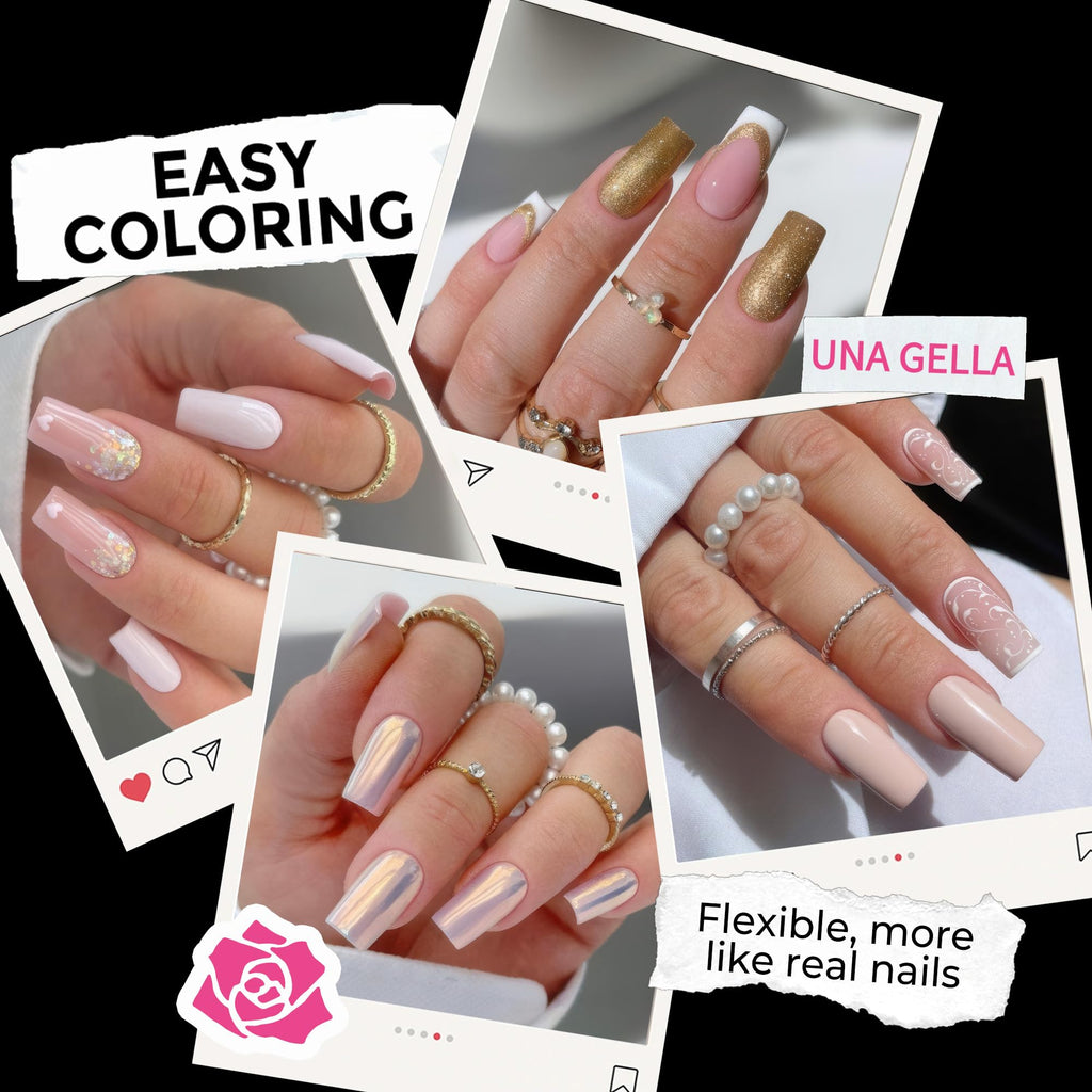 UNA GELLA Extra Short Square Kids Nail Tips 216Pcs Squoval Press On Nails Jansha Store