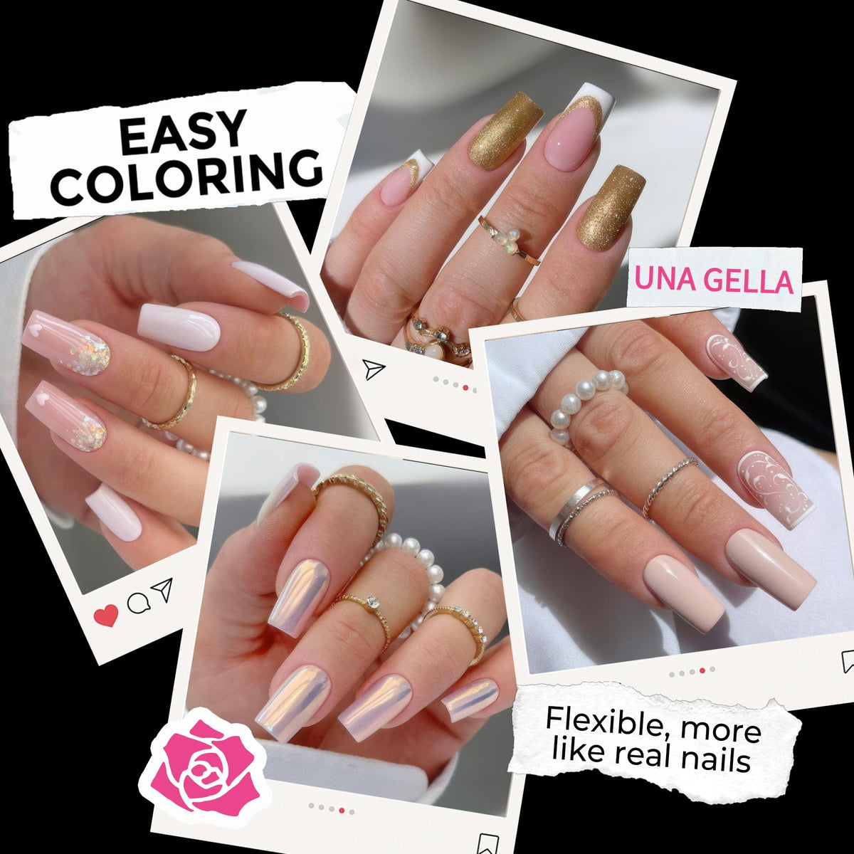 UNA GELLA Extra Short Square Kids Nail Tips 216Pcs Squoval Press On Nails Jansha Store