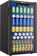 EUHOMY 130 Can Mini Fridge, Beverage Refrigerator with Glass Door, Black Jansha Store