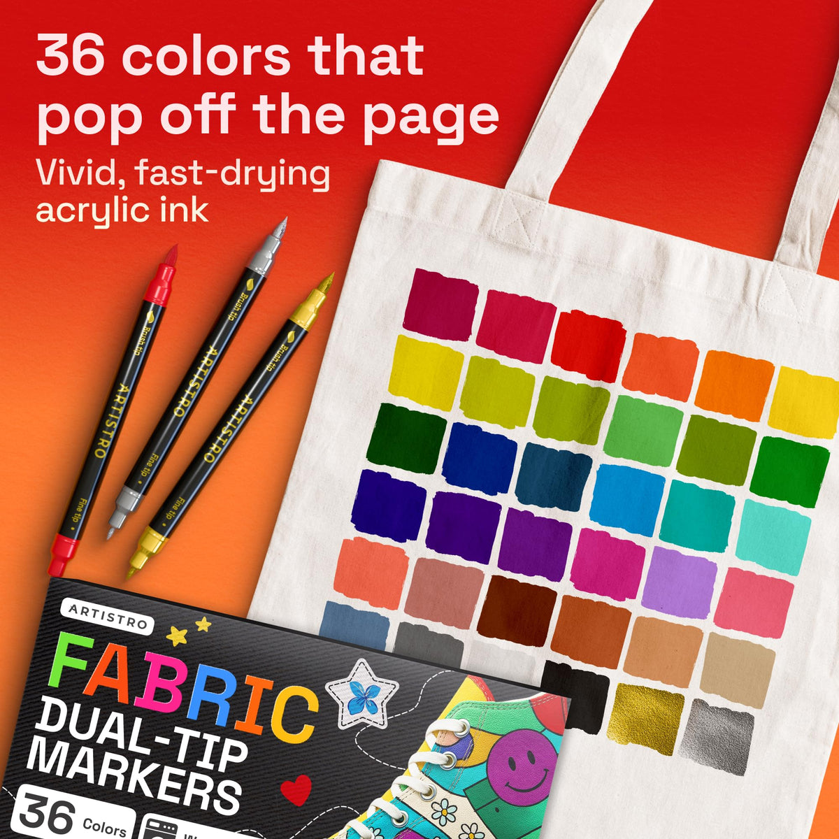 ARTISTRO 5 Black Dual-Tip Fabric Markers Decorating Kit, for Clothes Jansha Store