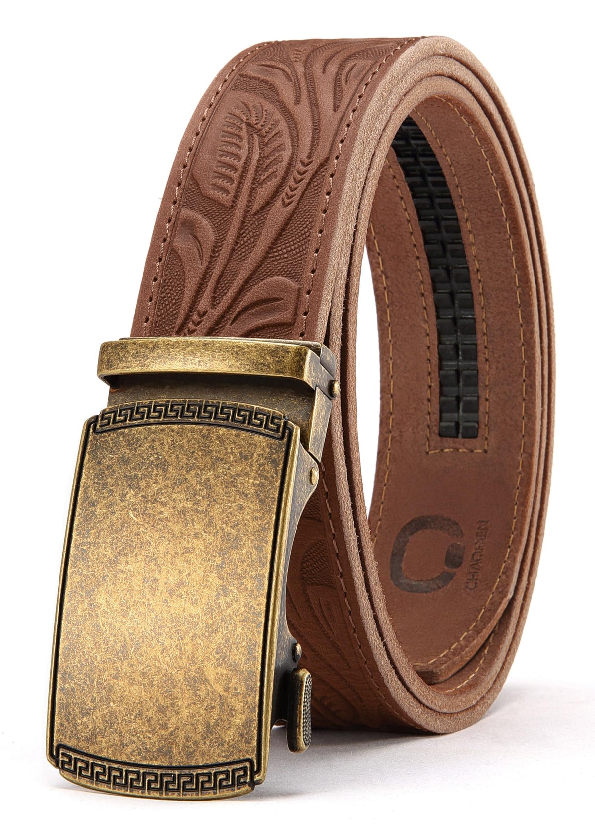 CHAOREN Men's Leather Ratchet Belt - Customizable Fit (35mm) Jansha Store