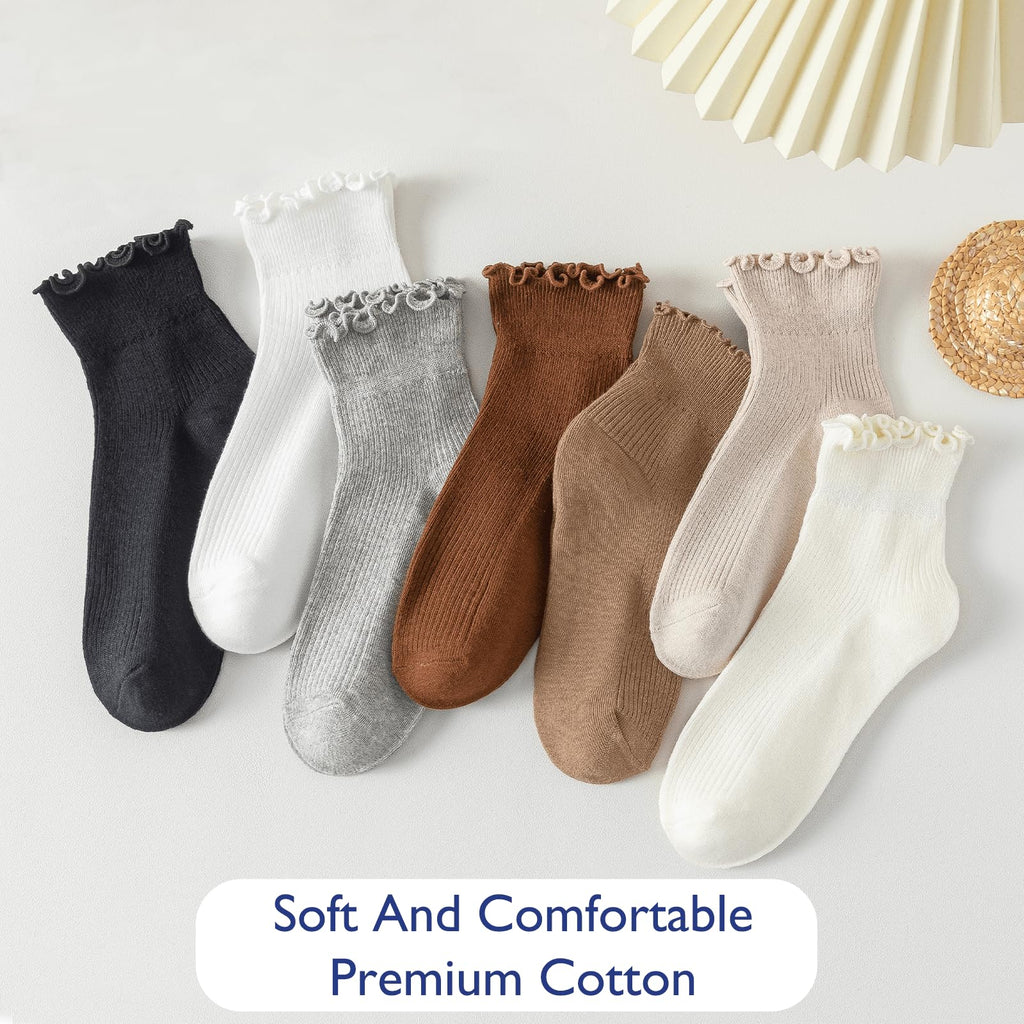 Hstyle 6 Pairs of Ruffle Socks Women, Cute Ruffle Ankle Socks Jansha Store