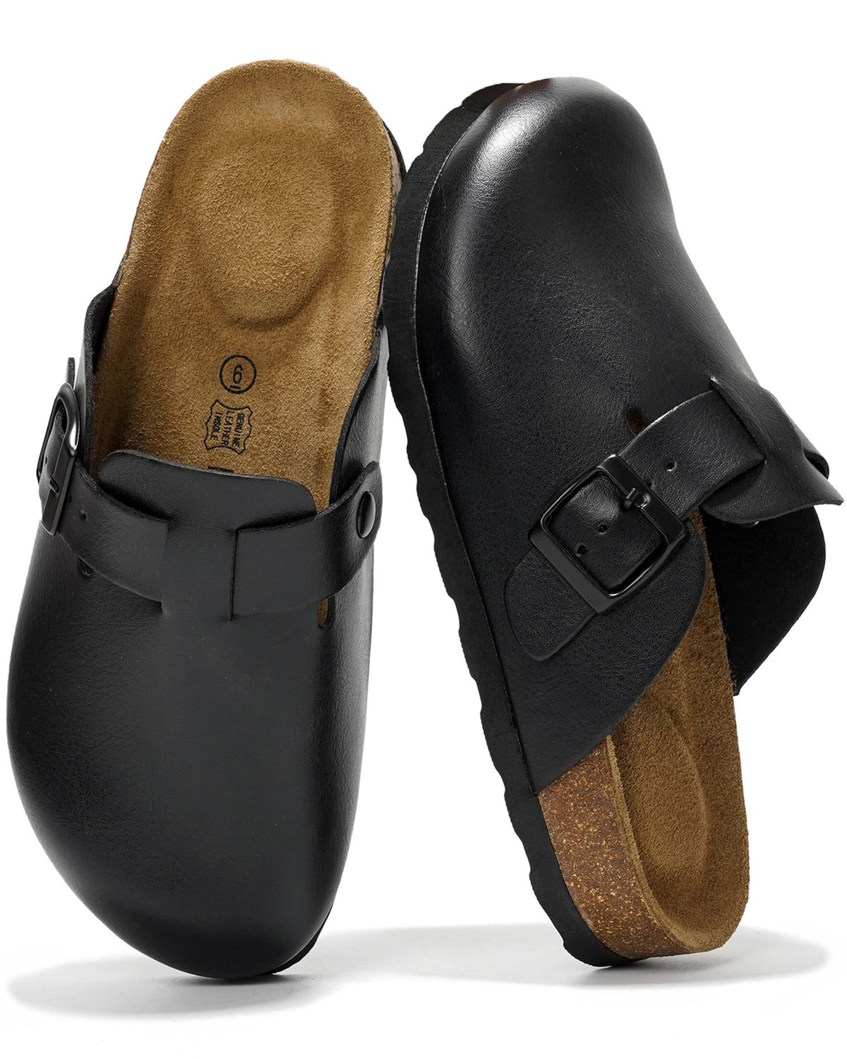 Project Cloud 100% Genuine Leather Womens Cork Footbed Clogs for Women Jansha Store