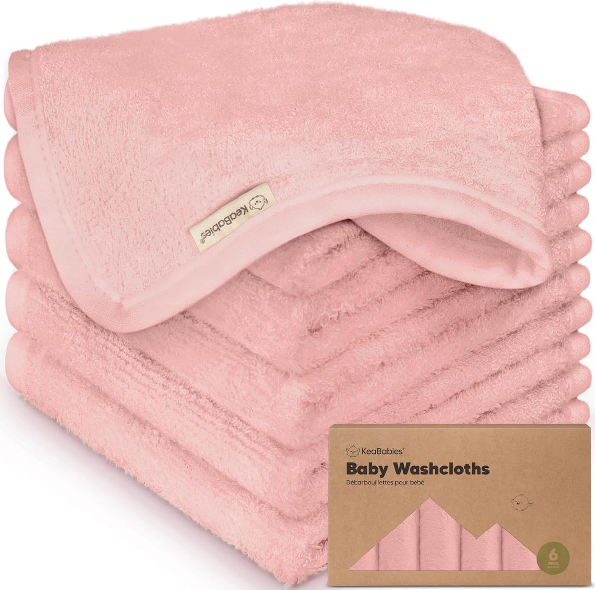 6-Pack Baby Washcloths, Soft Absorbent Washcloths for Face, Body (Rosy) Jansha Store