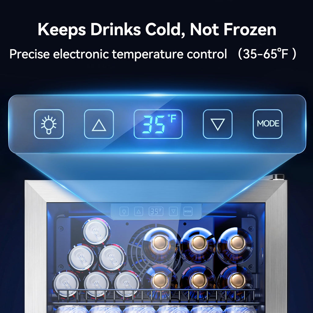 3.2 Cuft Beverage Fridge, 130 Can Mini Fridge With Glass Door, Black Jansha Store