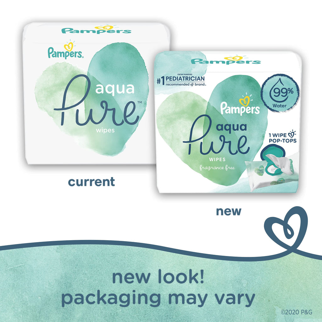 Pampers Aqua Pure Baby Wipes, Unscented, Fragrance Free, 99% Water, Water Based, Multi-Use, 672 Wipes Total (12X Flip-Top Packs) Jansha Store