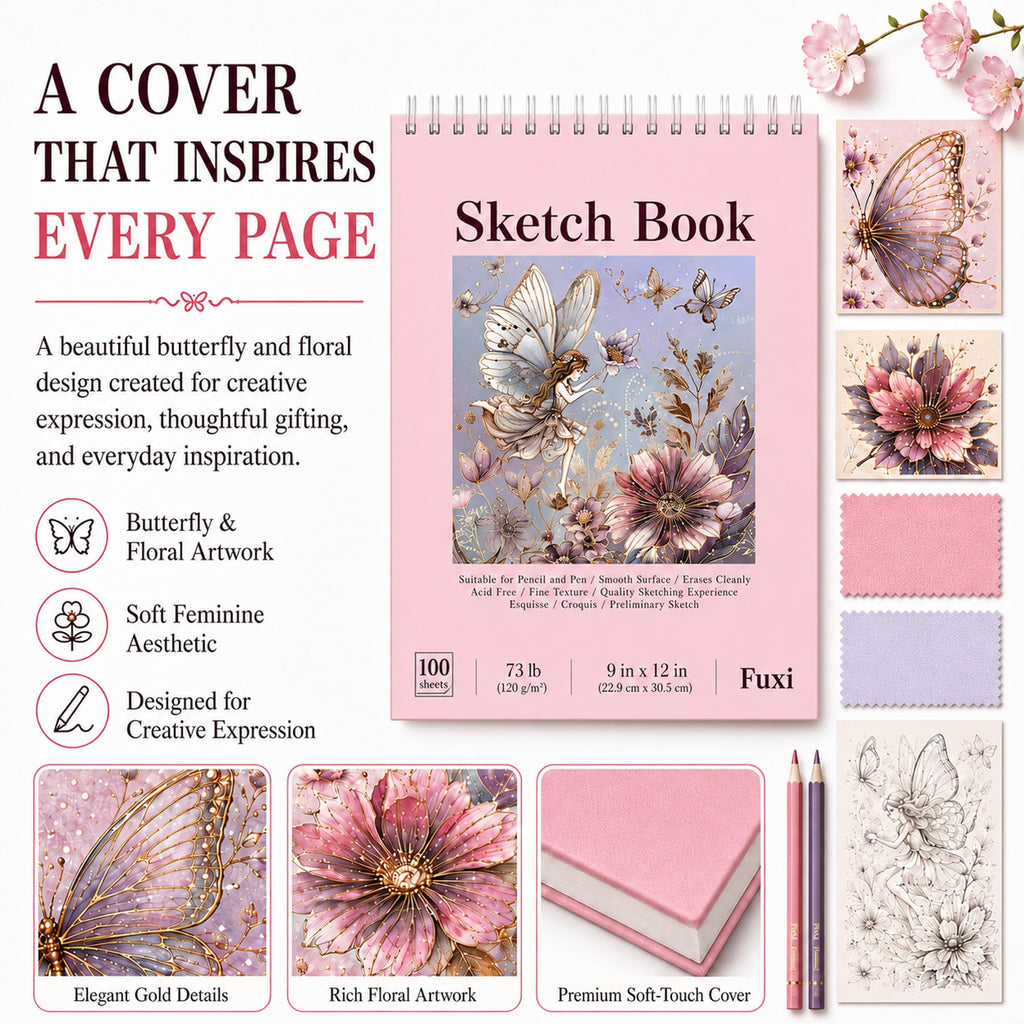 Fuxi Coloring Book & Sketchbook Set, 2-Pack, 9 x 12 in Jansha Store