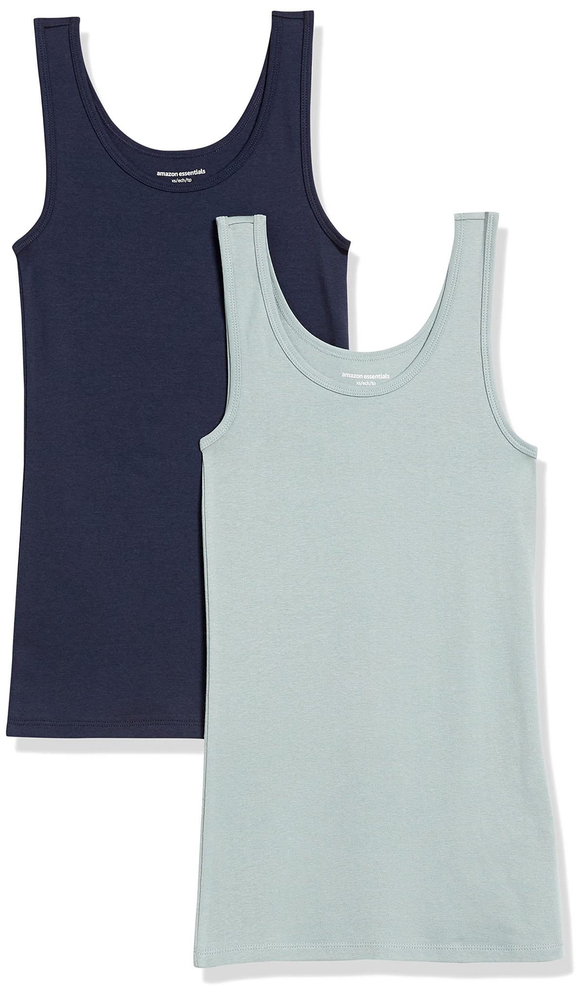 Amazon Essentials Women's Slim-Fit Ribbed Scoop Neck Tank Tops, Pack of 2 Jansha Store