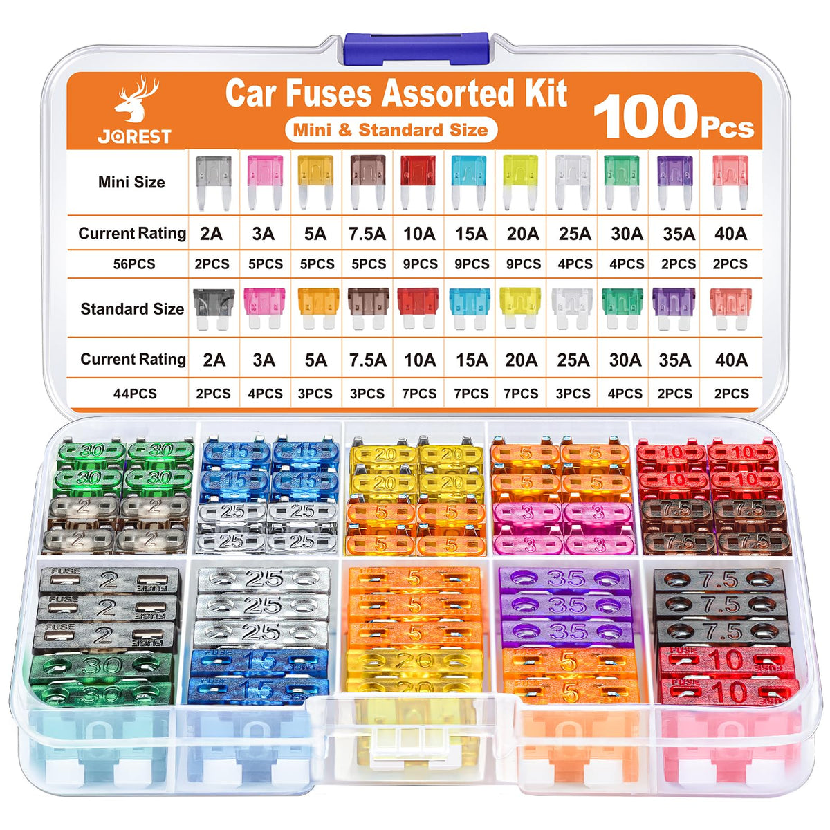 JOREST 300Pcs Car Fuse Assortment Kit, 160 Mini Blade Fuses Automotive + 90 Standard Auto Fuses + 50 Micro + Puller – Replacement for RV Camper Boat Truck (2Amp 3A 5A 7.5A 10A 15A 20A 25A 30A 35A 40A) Jansha Store