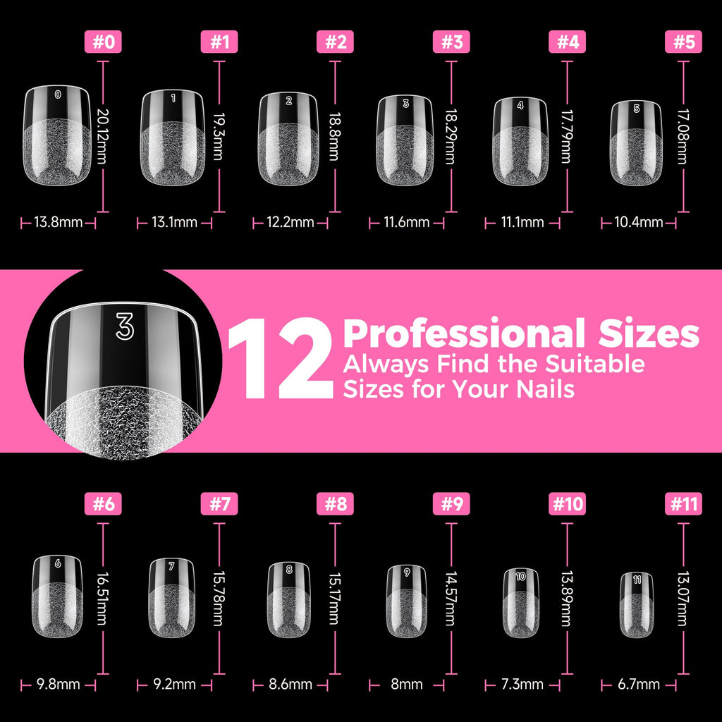 UNA GELLA Extra Short Square Kids Nail Tips 216Pcs Squoval Press On Nails Jansha Store