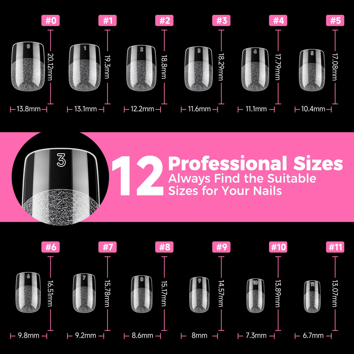 UNA GELLA Extra Short Square Kids Nail Tips 216Pcs Squoval Press On Nails Jansha Store
