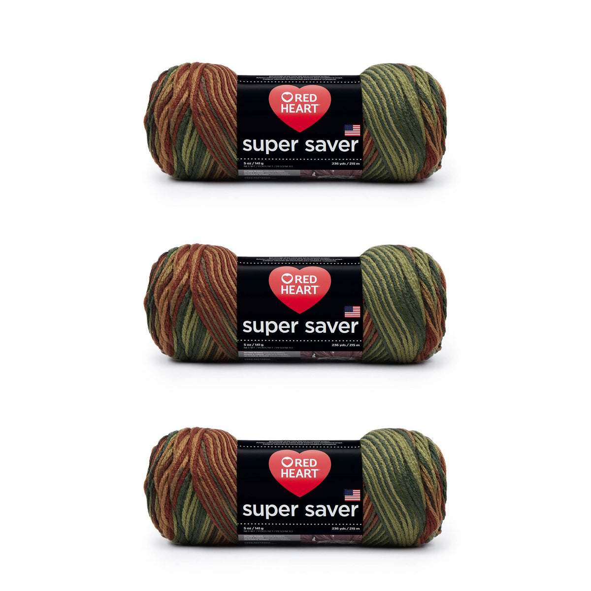 Red Heart Super Saver Yarn for Crocheting & Knitting, Medium Thyme, 3-Pack Jansha Store