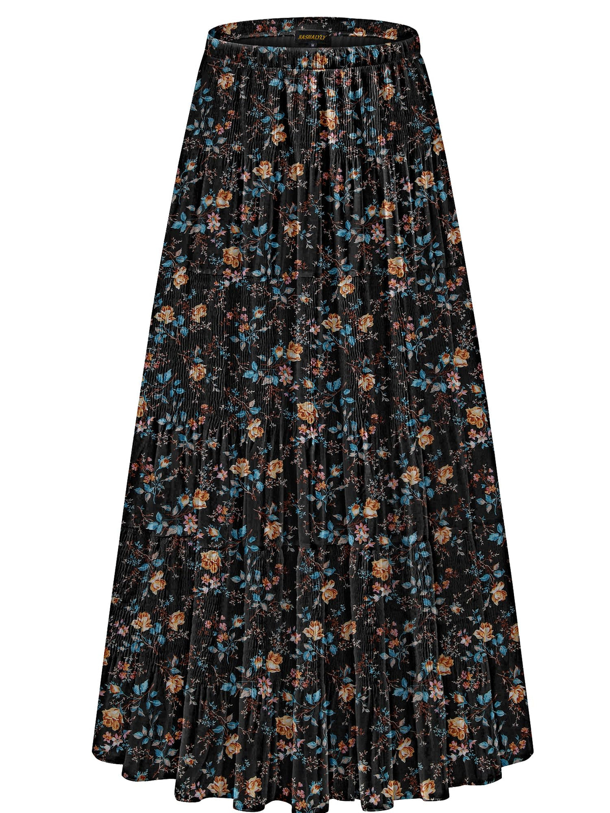 NASHALYLY Women's Chiffon Elastic High Waist Pleated A-Line Maxi Skirts Jansha Store