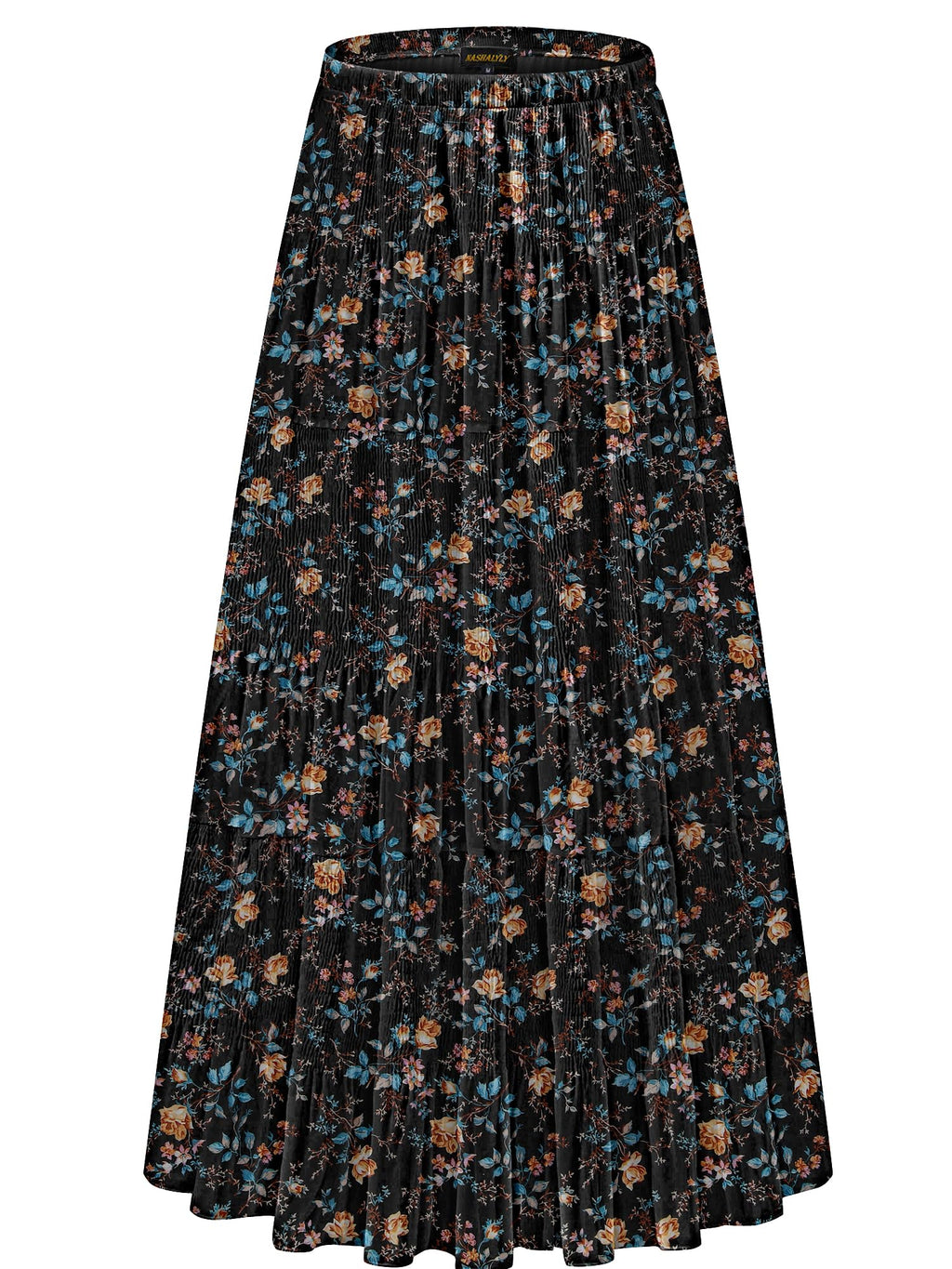 NASHALYLY Women's Chiffon Elastic High Waist Pleated A-Line Maxi Skirts Jansha Store