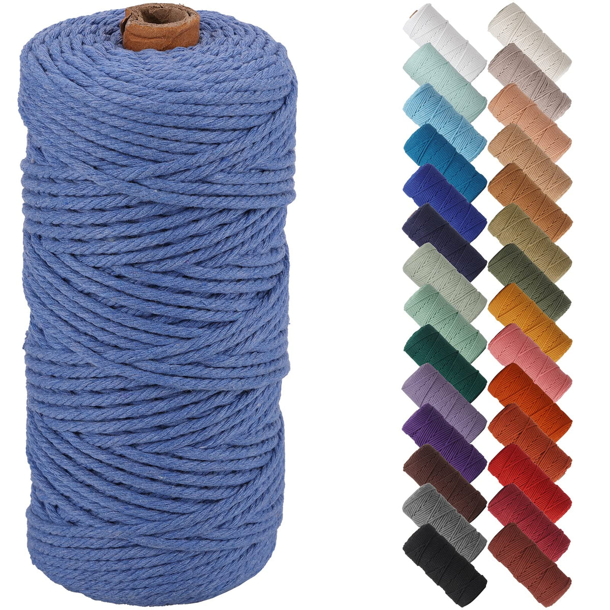 NOANTA Baby Blue Macrame Cord 3mm x 109yards, Cotton Rope Macrame Yarn Jansha Store