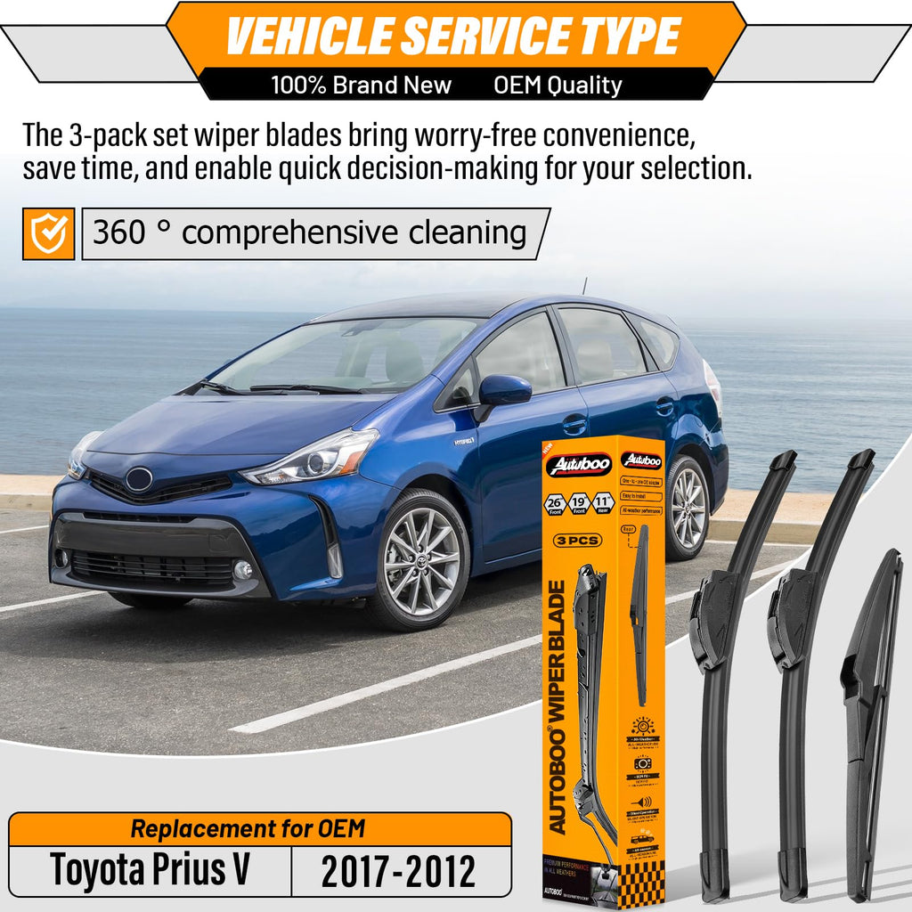 AUTOBOO Windshield Wiper Blade Replacement for Toyota RAV4 Mazda 5 Jansha Store