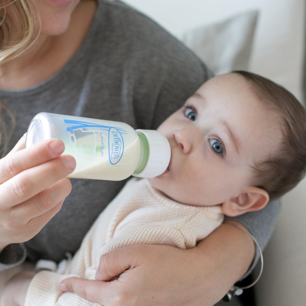 Dr. Brown's Anti-Colic Options+ Narrow Glass Baby Bottle, 8 oz/250 mL, with Level 1 Slow Flow Nipple, BPA-Free, 0m+, 1 Pack Jansha Store