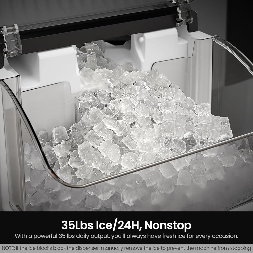 Kismile Nugget Ice Maker Countertop, 35 lbs/Day, Stainless Steel Jansha Store