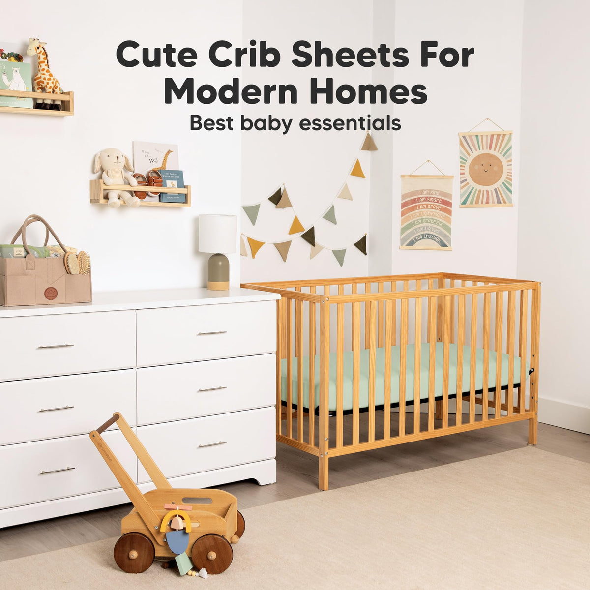 KeaBabies 2pk Organic Cotton Crib Sheets for Boys Girls 52x28, Soft White Jansha Store