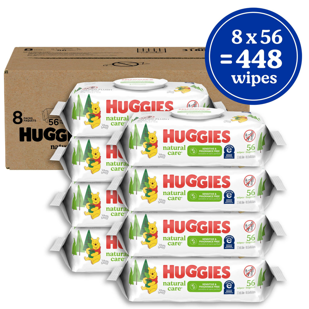 Huggies Natural Care Sensitive Baby Wipes, Unscented, Hypoallergenic, 99% Purified Water, 12 Flip-Top Packs (768 Wipes Total), Packaging May Vary Jansha Store