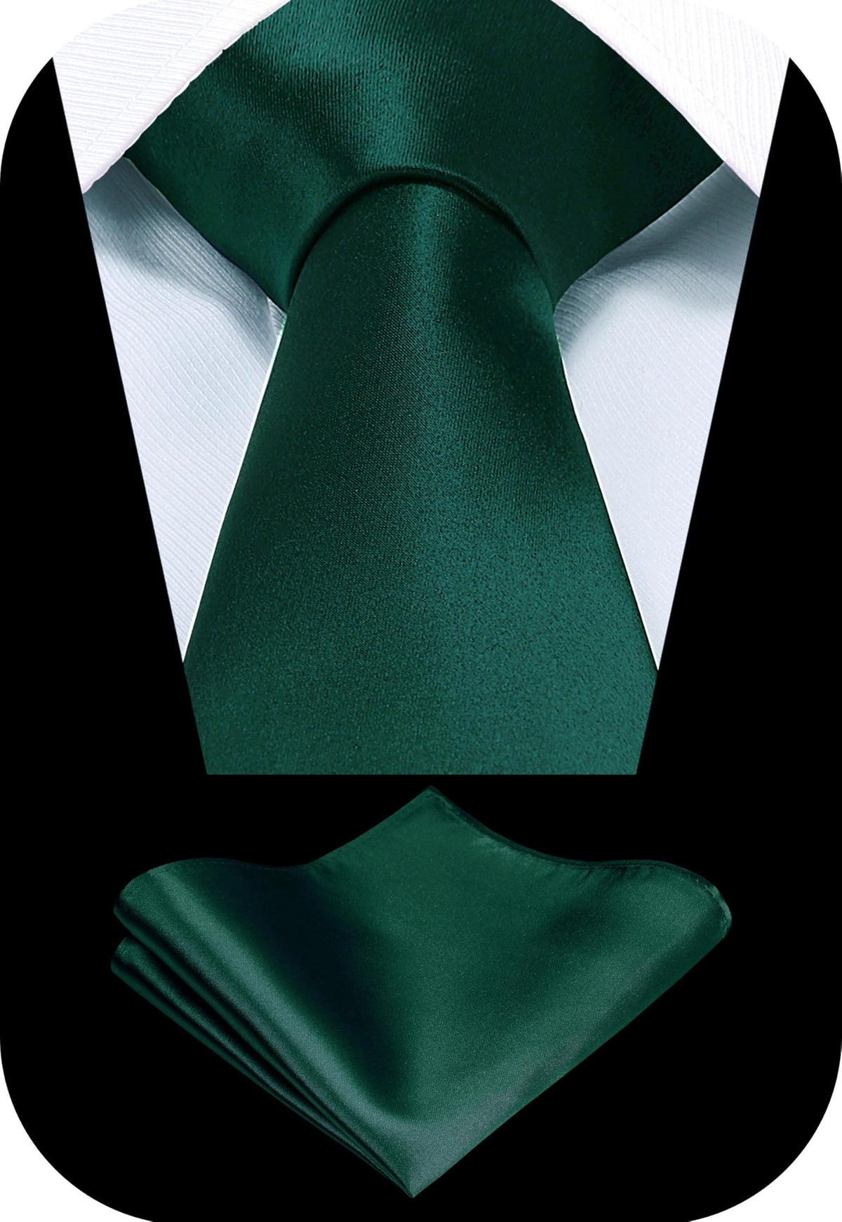 TIE G Solid Satin Woven dyed Color Formal Black Necktie and Pocket Square Sets in Gift Box Jansha Store