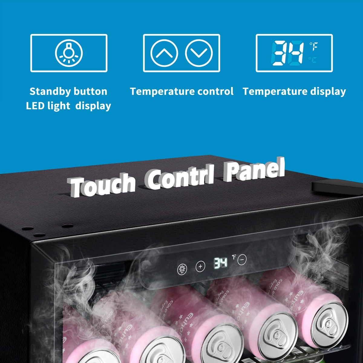 EUHOMY 145 Can Mini Fridge, 4.5 Cu.ft Beverage Refrigerator with Glass Door Jansha Store