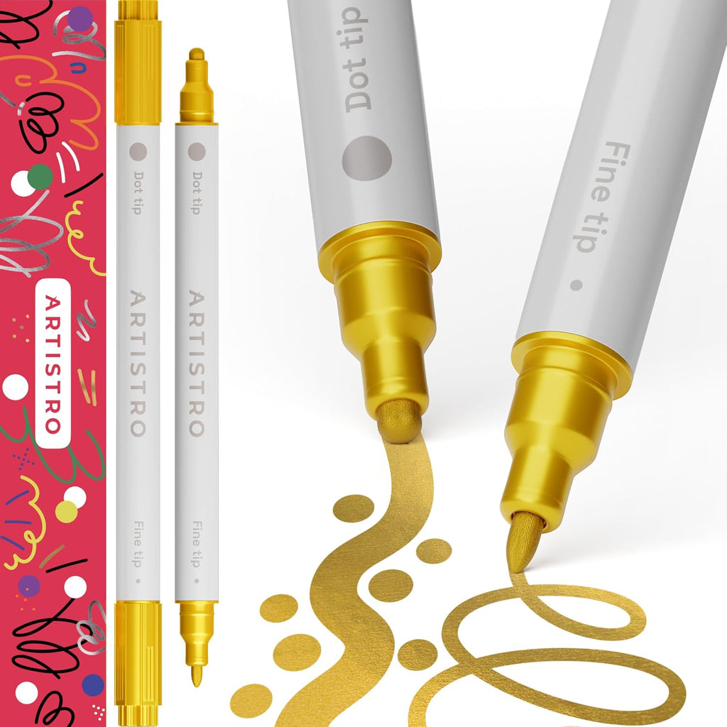 ARTISTRO Gold Dual-Tip Acrylic Paint Pens - Set of 2 Jansha Store