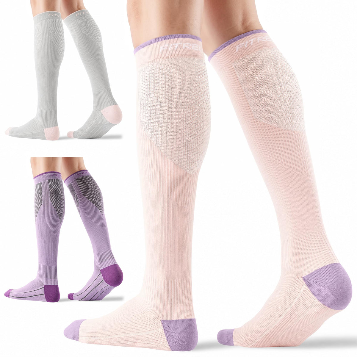 FITRELL 3 Pairs Compression Socks for Women and Men 20-30mmHg-Circulation Support Socks Jansha Store