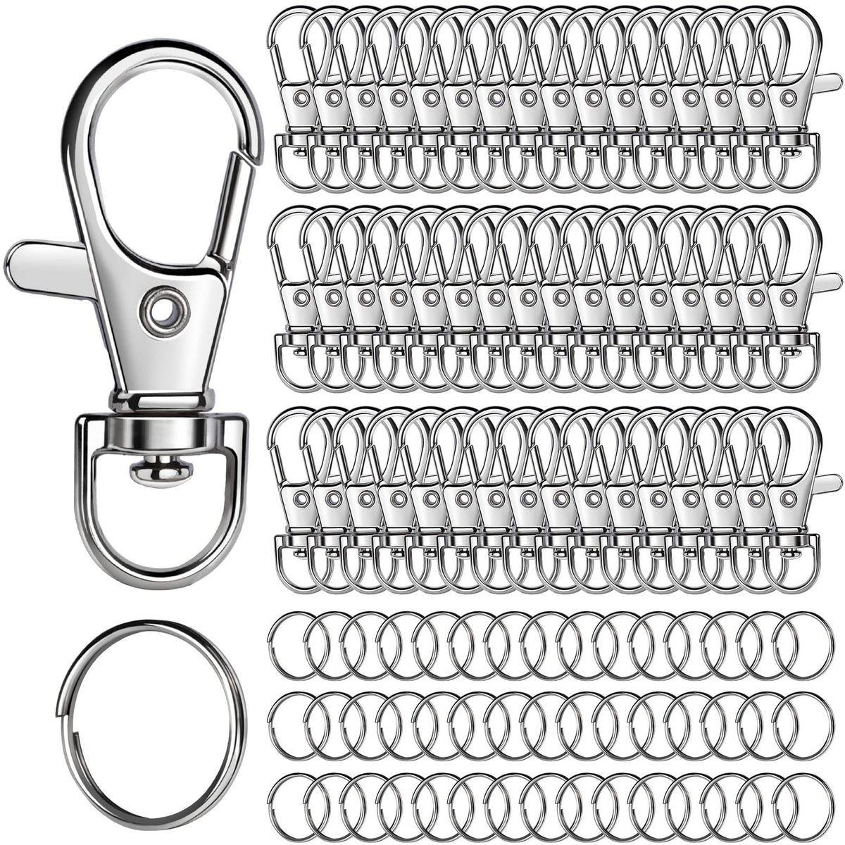 LEOBRO 70PCS Lobster Claw Clasps and Key Rings, 35PCS Keychains Clips and 35PCS Key Chain Ring, Keychain Making kit for Key Chain, Jewelry Making, Art Crafts, Silver Jansha Store
