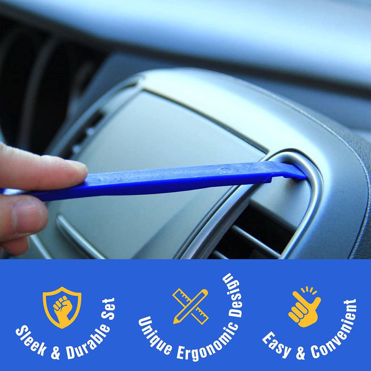 Tresalto Auto Trim Removal Tool Kit - 5 Piece set for Dash, Door Panel, Clip Remover - Scratch-Resist Nylon Pry Tools for Interior Car Trims Work - Panel Prying Tools Included - Blue Jansha Store
