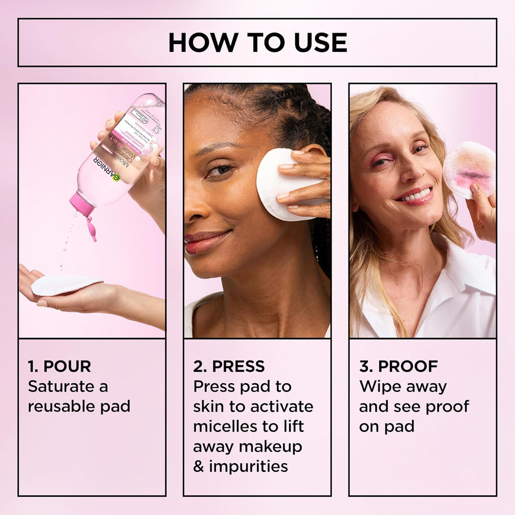 Garnier Micellar Water, Hydrating Facial Cleanser & Makeup Remover, Suitable for Sensitive Skin, Vegan, Cruelty Free, 13.5 Fl Oz (400mL), 1 Count Jansha Store