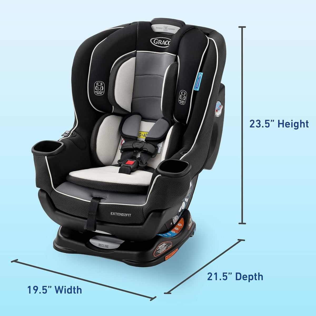 Graco Extend2Fit 2-in-1 Convertible Car Seat, Gotham Jansha Store