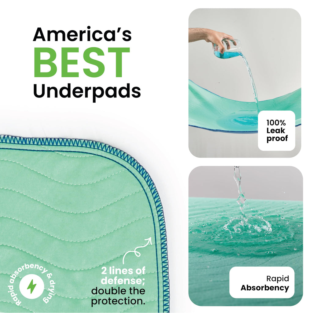 IMPROVIA® Washable Underpads, Heavy Absorbency Reusable Incontinence Pads Jansha Store