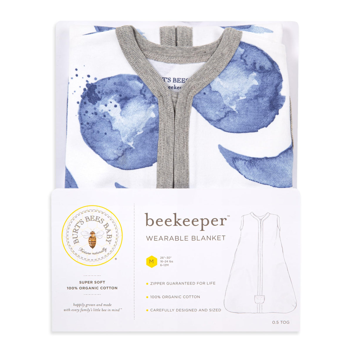 Burt's Bees Baby Infant Wearable Blanket, Organic Cotton Unisex Beekeeper - Light Weight 0.5 TOG or Medium Weight 1.5 TOG Jansha Store