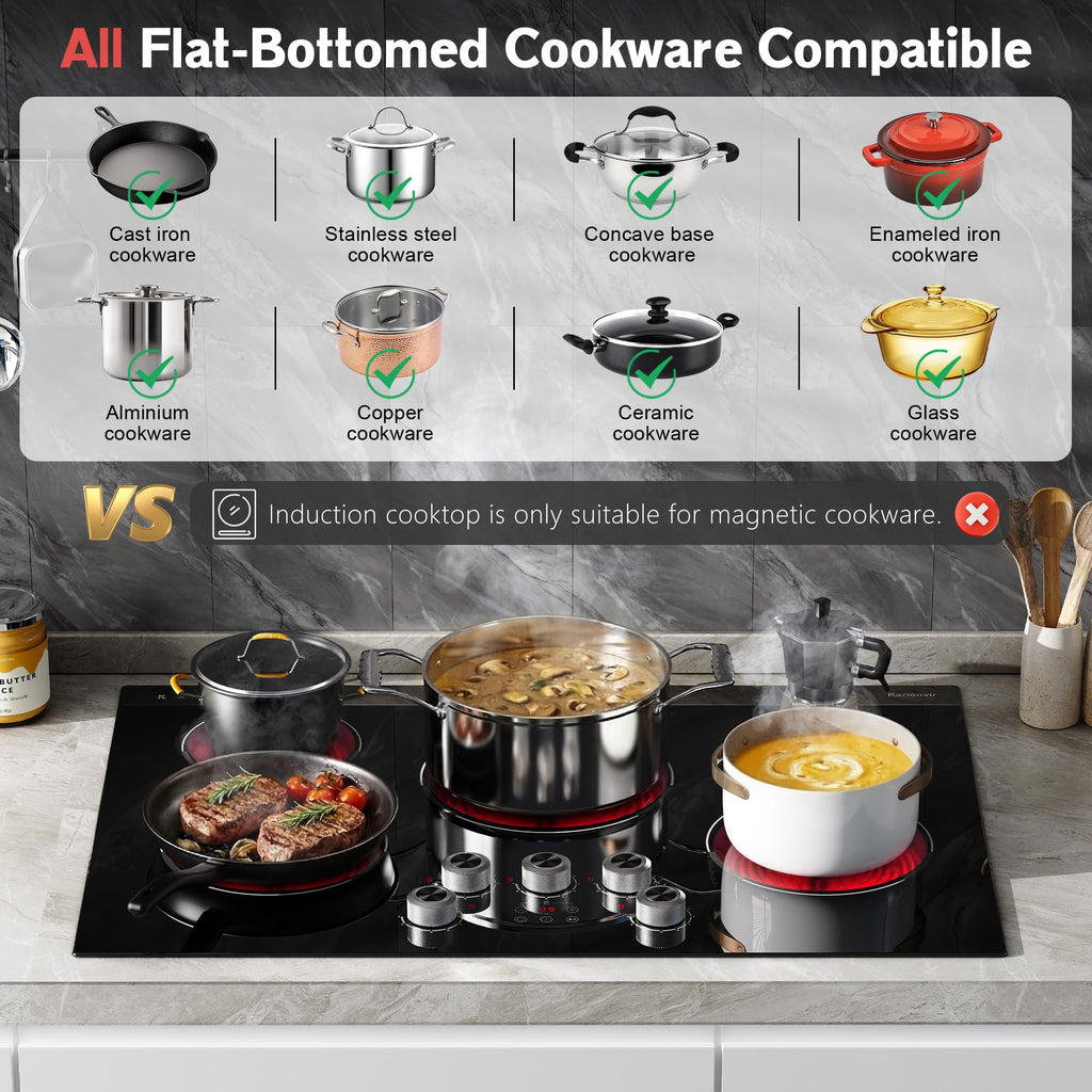 2 Burner Electric Cooktop 110V, 2000W, 24" Countertop & Built-in Jansha Store