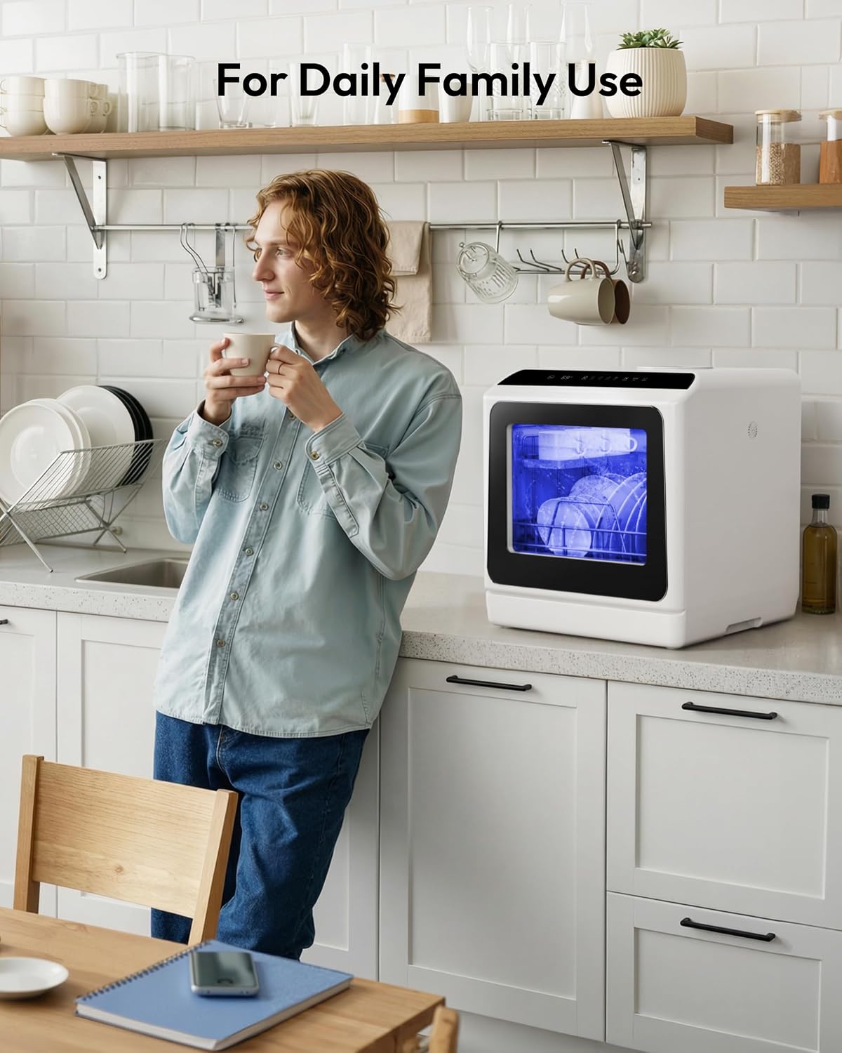 EUHOMY Countertop Dishwasher Portable, 6 Programs with 40 dB, No Hookup Jansha Store