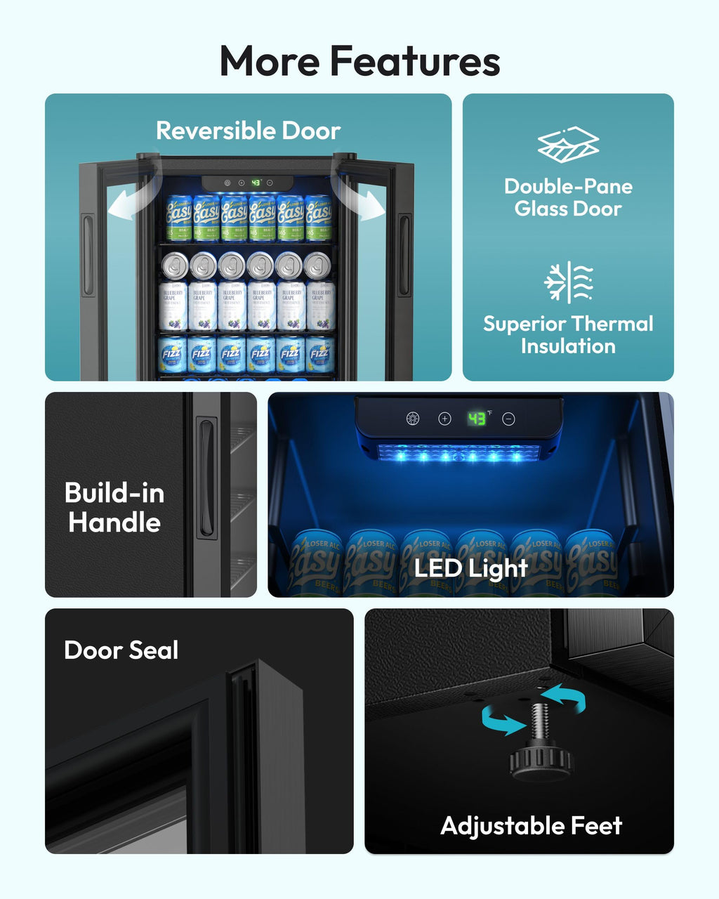 EUHOMY 145 Can Mini Fridge, 4.5 Cu.ft Beverage Refrigerator with Glass Door Jansha Store