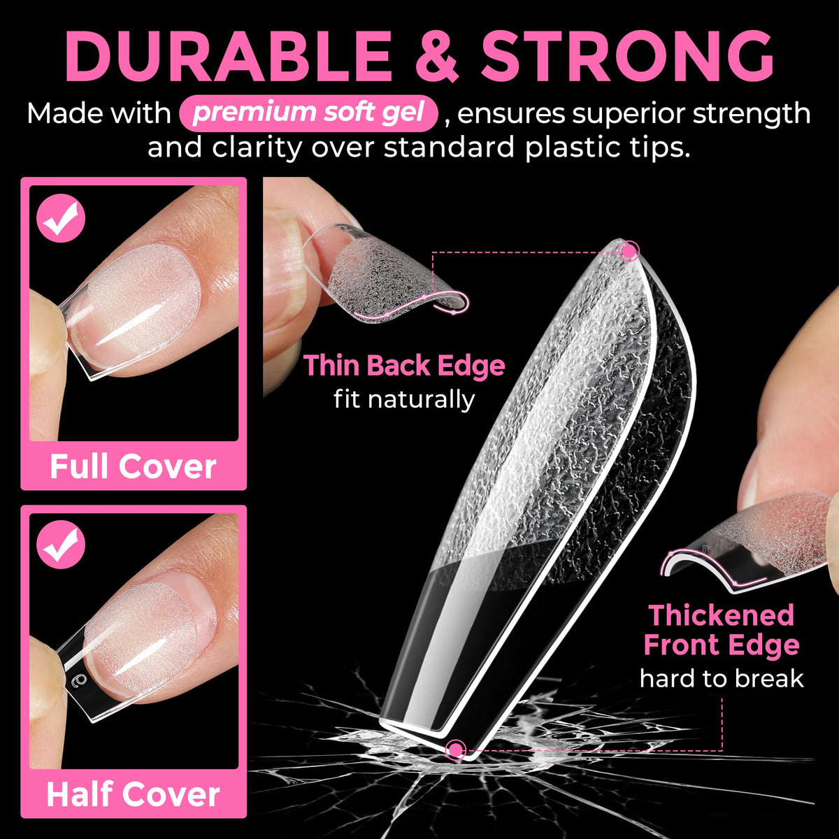 UNA GELLA Extra Short Square Kids Nail Tips 216Pcs Squoval Press On Nails Jansha Store