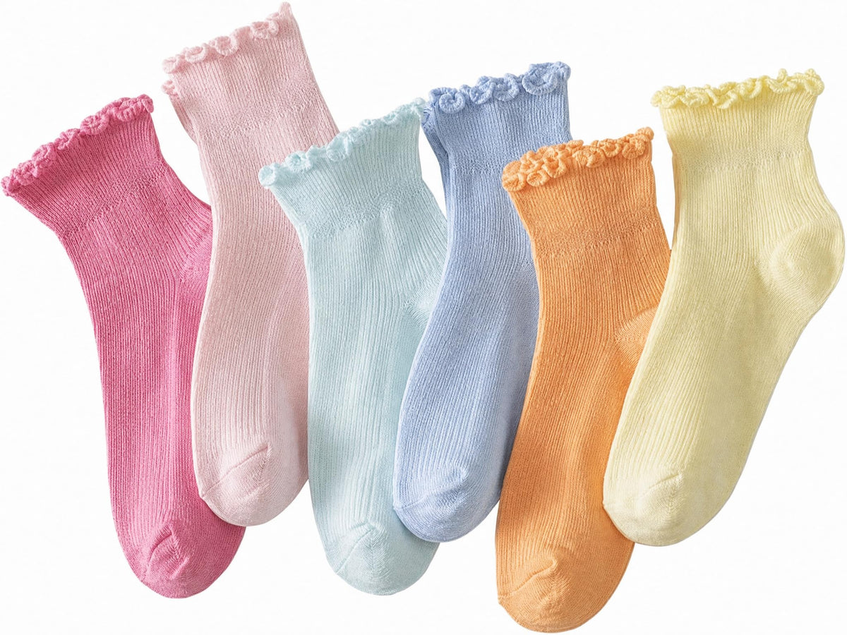 Hstyle 6 Pairs of Ruffle Socks Women, Cute Ruffle Ankle Socks Jansha Store