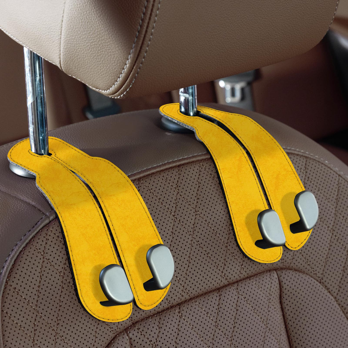 CoBak Purse Hook for Car - Universal Premium Stitched Leather and Aluminum-Magnesium Alloy Double Car Seat Back Storage Hook for Purses, Handbags, Bags (2 Pack),Black Jansha Store