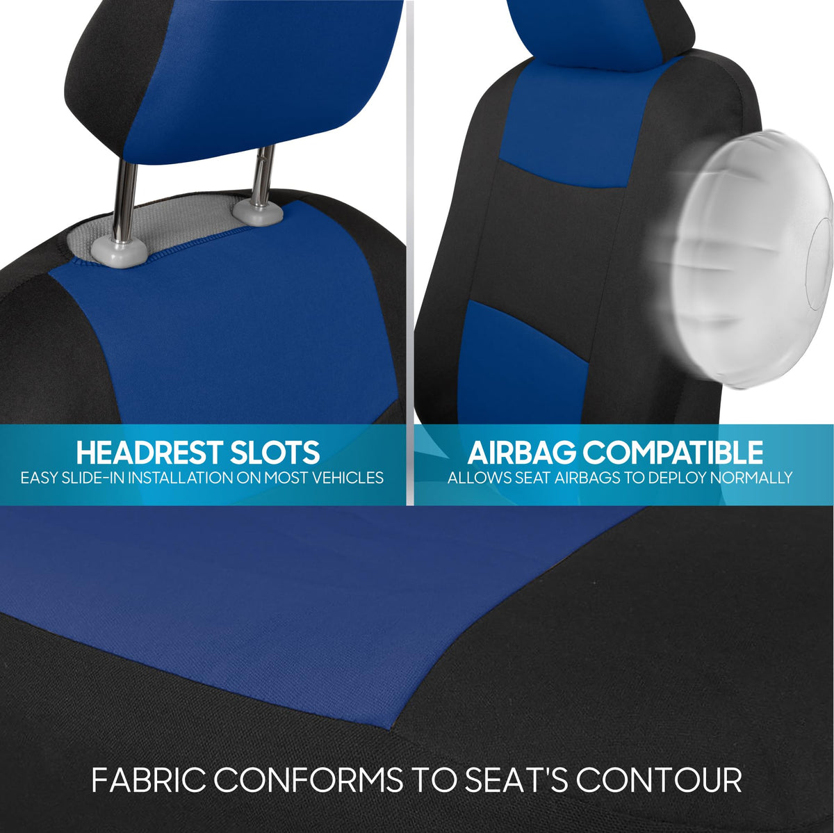 BDK PolyPro Car Seat Covers Full Set in Solid Black, Front and Rear Split Bench Seat Covers for Cars, Easy to Install Car Seats Cover Set and Accessories for Auto Trucks Van SUV - Solid Black Jansha Store