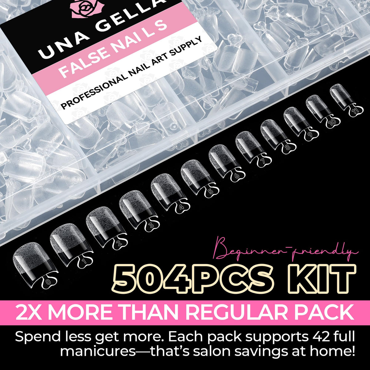 UNA GELLA Short Almond Nail Tips 504PCS Short Fake Nails Soft Press Ons Jansha Store