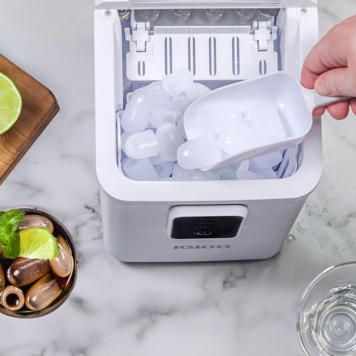Igloo Portable Ice Maker with Scoop - Ice Maker with LED Control Panel & 1.5 Quart Water Tank - Stainless Ice Cube Maker Produces 26 Lbs. of Ice in 24 Hours with 9 Large or Small Cubes in 7 Minutes Jansha Store