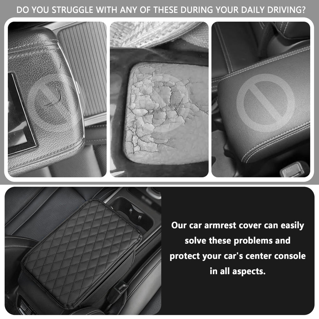 Stacool Upgraded Car Center Console Cover,Microfiber Leather Car Armrest Cover Cushion with 2 Storage Bags,Universal Car Armrest Storage Box (Brown) Jansha Store