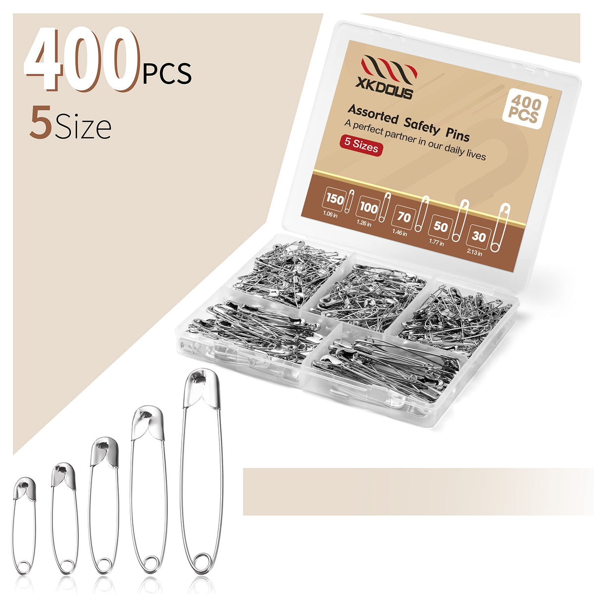 XKDOUS 3 Inch Large Safety Pins 100 pcs Silver Pins Bulk Jansha Store