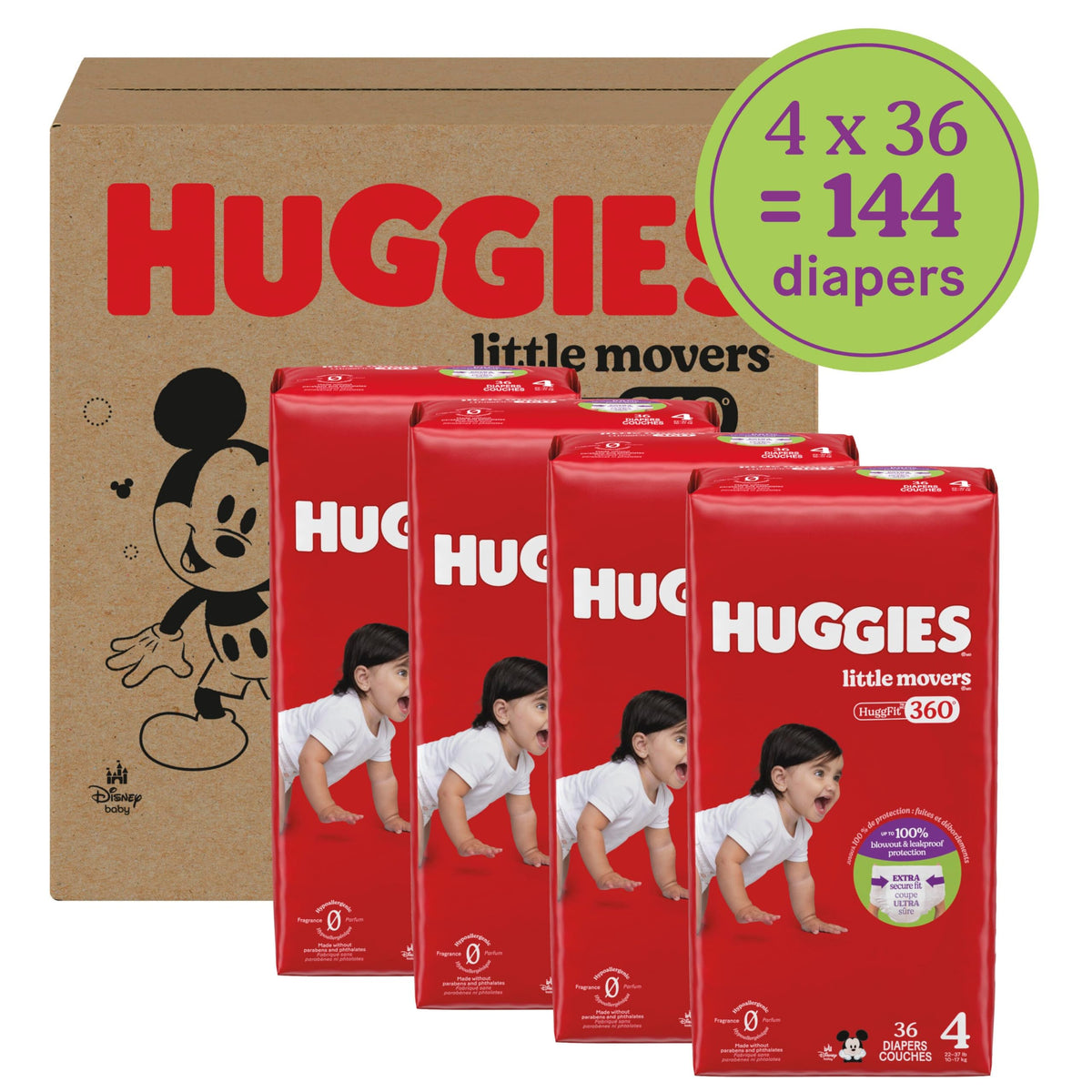 Huggies Little Movers HuggFit 360 Diapers Size 5, 128 Count (2 Packs of 64) Jansha Store
