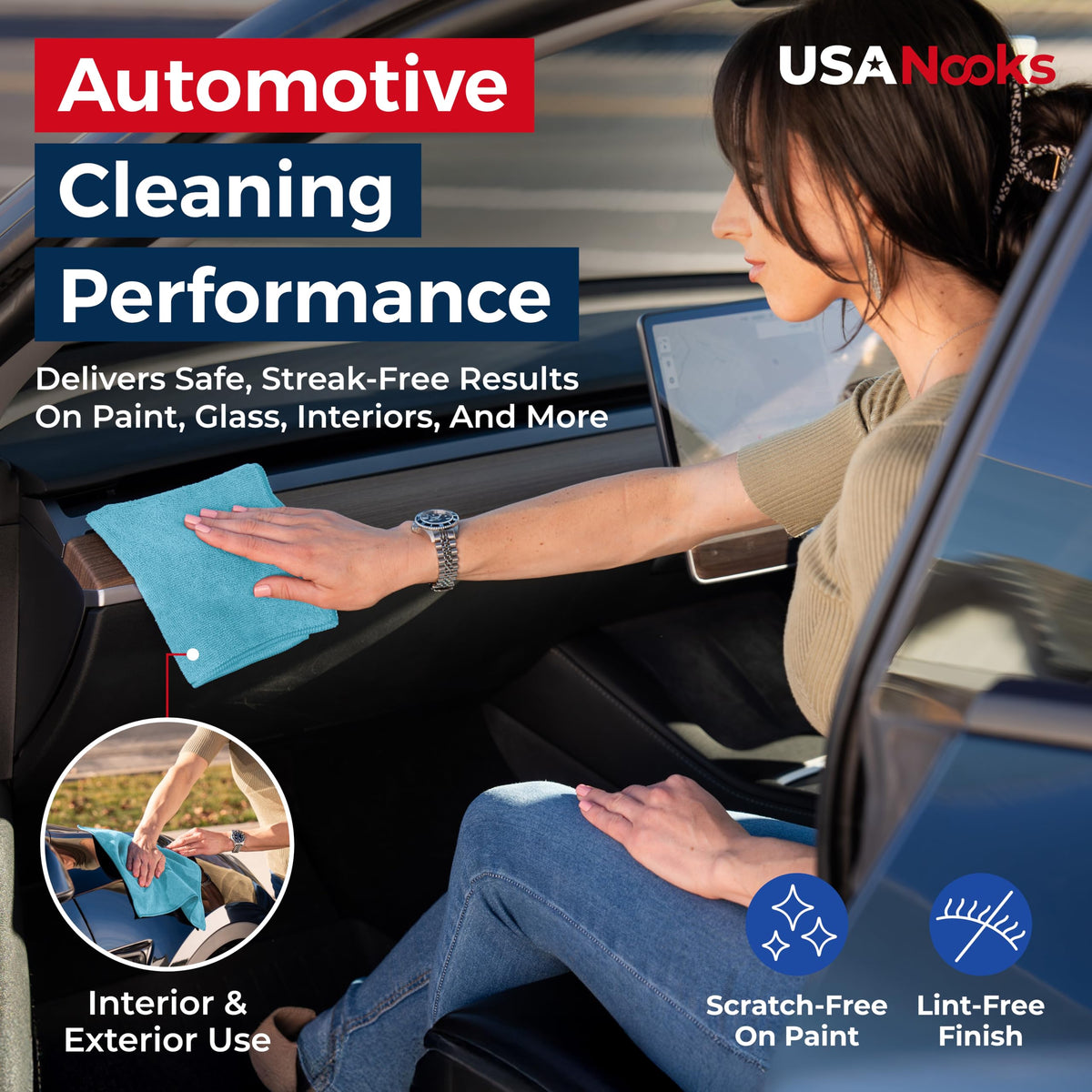 USANOOKS Microfiber Cleaning Cloth Grey - 12 Pcs (12.5"x12.5") - High Performance - 1200 Washes, Ultra Absorbent Microfiber Towel Weave Grime & Liquid for Streak-Free Mirror Shine - Car Washing Cloth Jansha Store