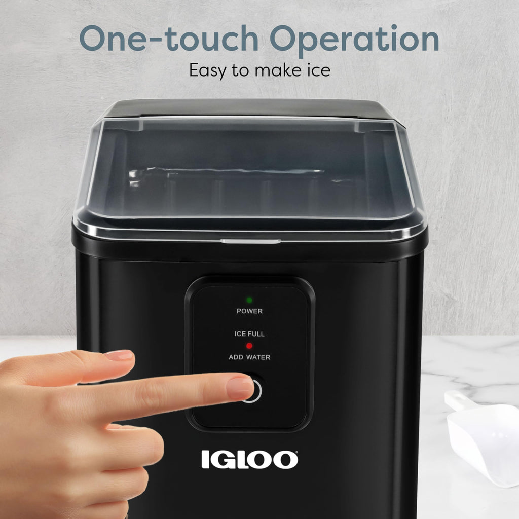 Igloo Portable Ice Maker with Scoop - Ice Maker with LED Control Panel & 1.5 Quart Water Tank - Stainless Ice Cube Maker Produces 26 Lbs. of Ice in 24 Hours with 9 Large or Small Cubes in 7 Minutes Jansha Store